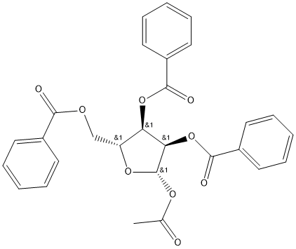 beta-D-Ribofuranose 1-acetate 2,3,5-tribenzoate Structural Picture