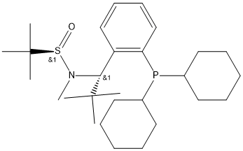 S(R)]-N-[(1S)-1-[2-(Dicyclohexylphosphino)phenyl]-2,2-dimethylpropyl]-N,2-dimethyl-2-propanesulfinamide Structural