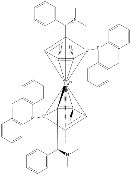 (ALPHAS,ALPHAS)-1,1'-BIS[ALPHA-(DIMETHYLAMINO)BENZYL]-(R,R)-2,2'-BIS[BIS(2-METHYLPHENYL)PHOSPHINO]FERROCENE Structural