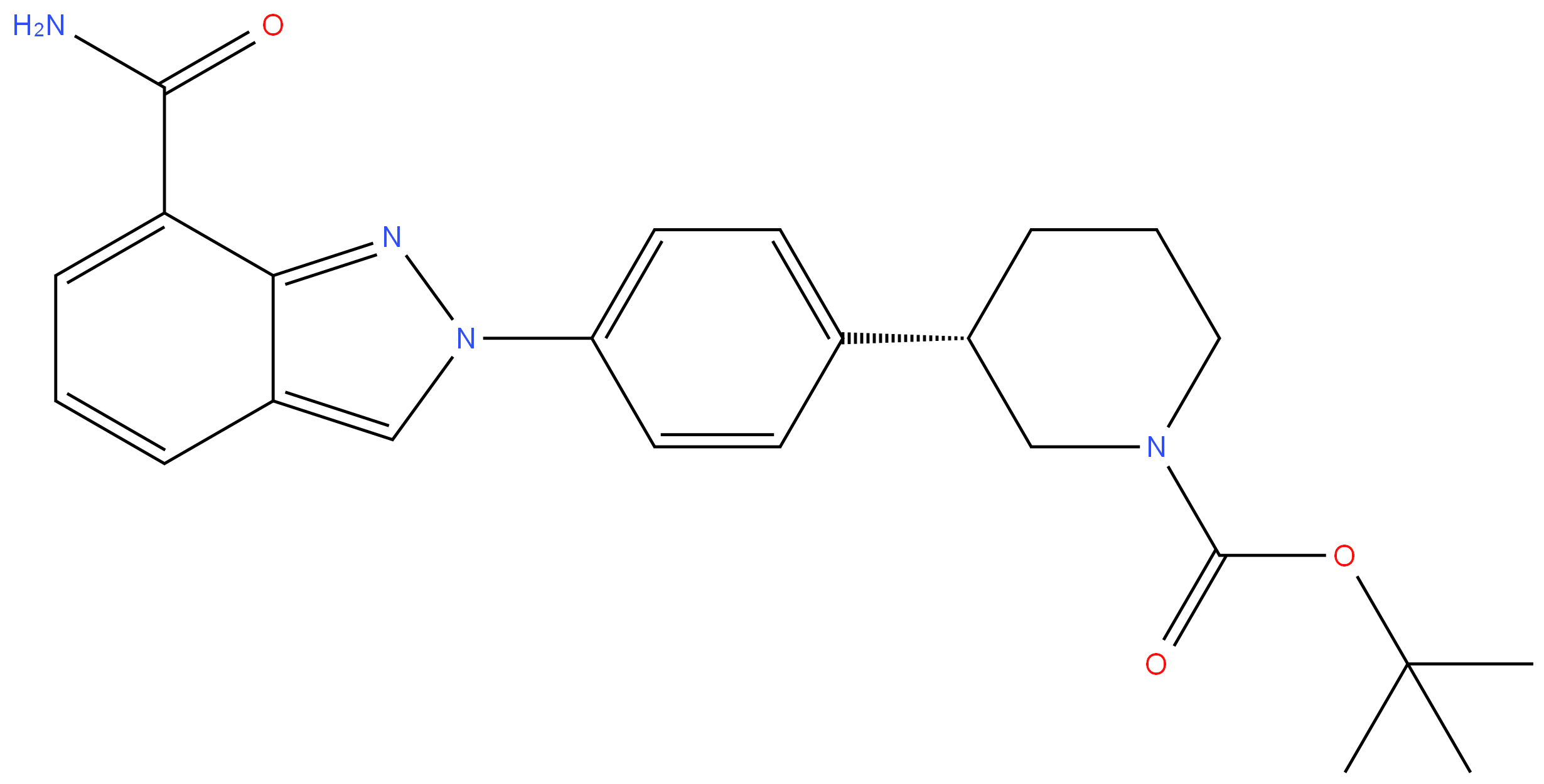 1038916-11-8 tert-butyl (3S)-3-{4-[7-(aminocarbonyl)-2H-indazol-2-yl] phenyl}piperidine-1-carboxylate 99%