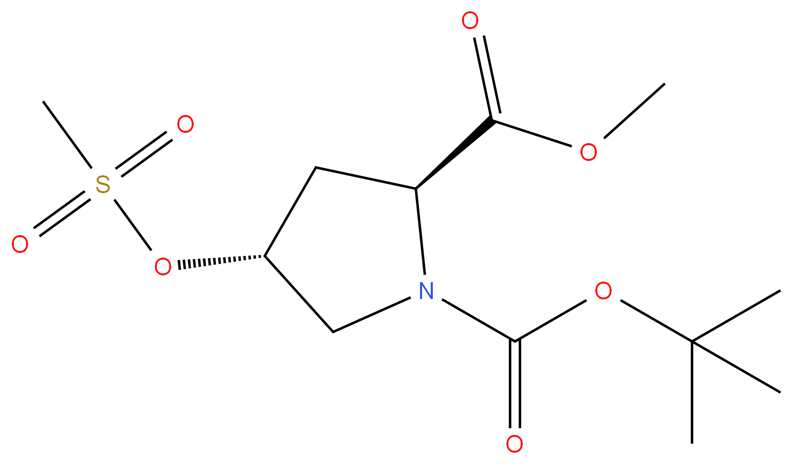 84520-67-2 1- ( tert - butyl ) 2 - methyl ( 2R , 4S ) -4 - ( ( methylsulfonyl ) oxy ) pyrrolidine - 1,2 - dicarboxylate 98%