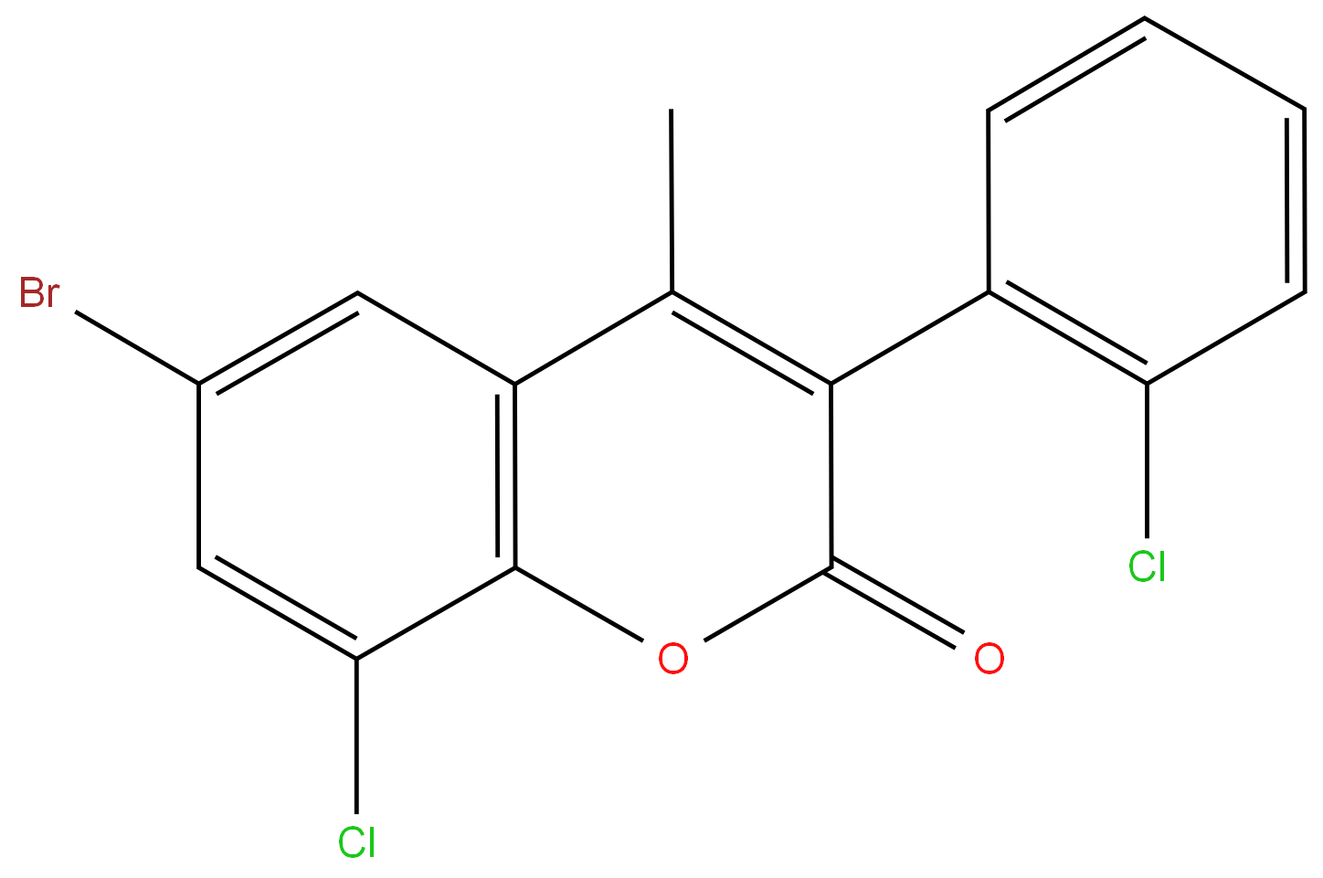 6-Bromo-8-chloro-3(2'-chlorophenyl)-4-methylcoumarin 98%