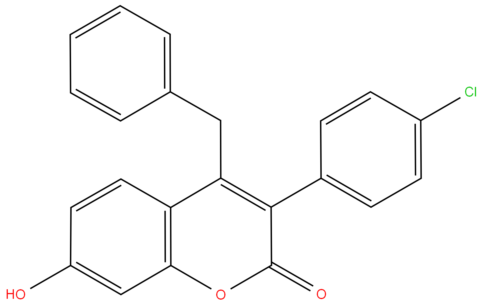 4-Benzyl-3(4'-chlorophenyl)-7-hydroxycoumarin 98%