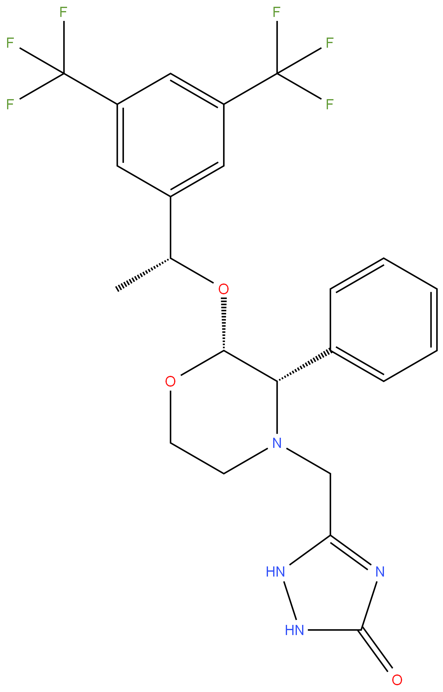 170729-76-7 Desfluoro aprepitant(5-([(2R,3S)-2-((R)-1-[3,5-bis(trifluoromethyl)phenyl]ethoxy)-3-phenyl morpholino]methyl)-1H-1,2,4-triazol-3(2H)-one) 98%