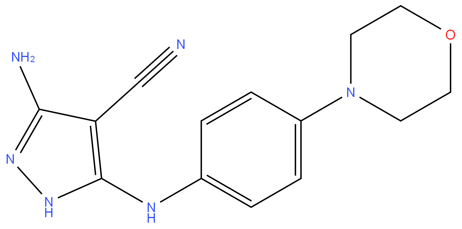 824397-67-3 3-amino-5-((4-morpholinophenyl)amino)-1H-pyrazole-4-carbonitrile 98%