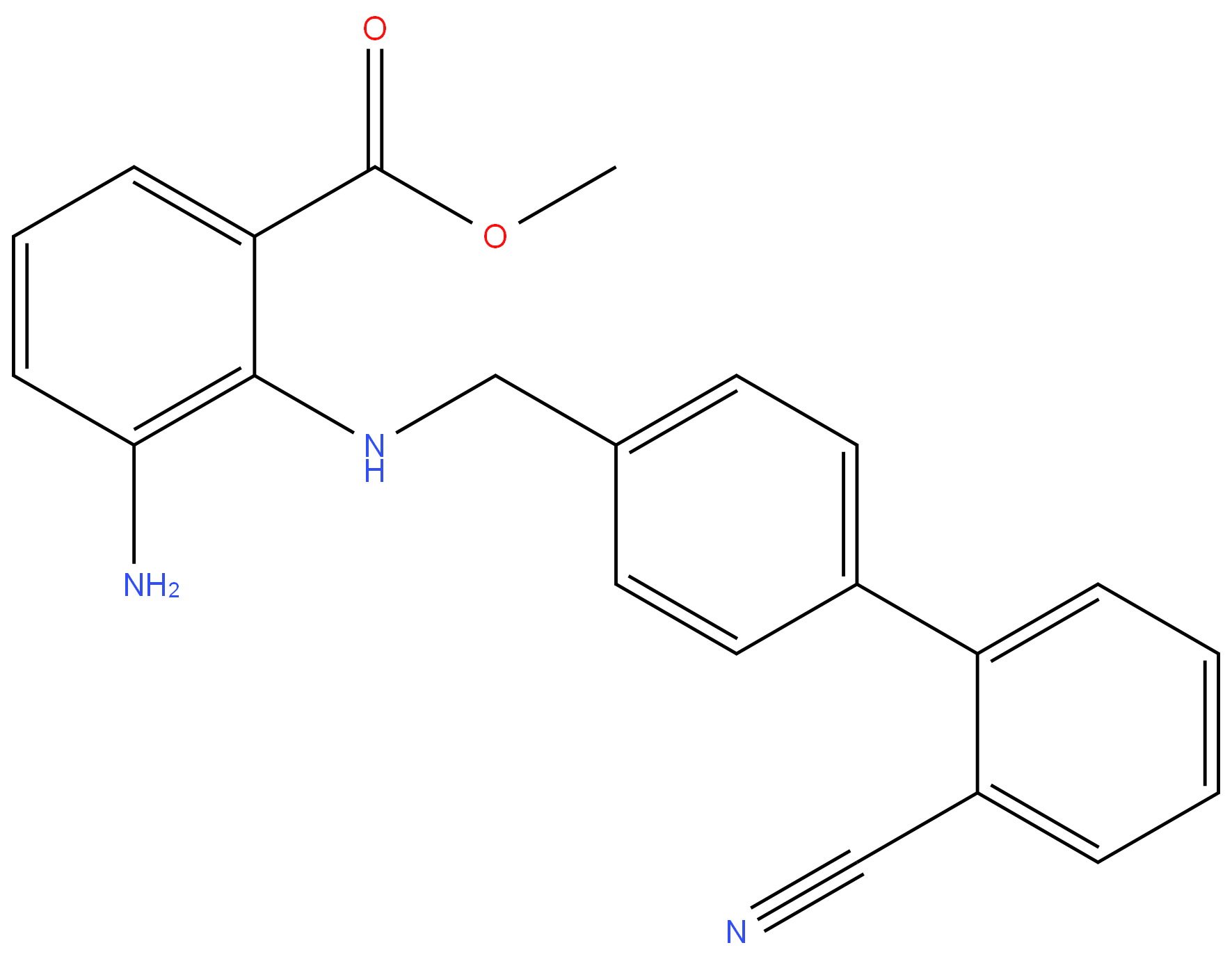 136304-78-4 Methyl 3-amino-2-(((2'-cyano-[1,1'-biphenyl]-4-
yl)methyl)amino)benzoate 98%
