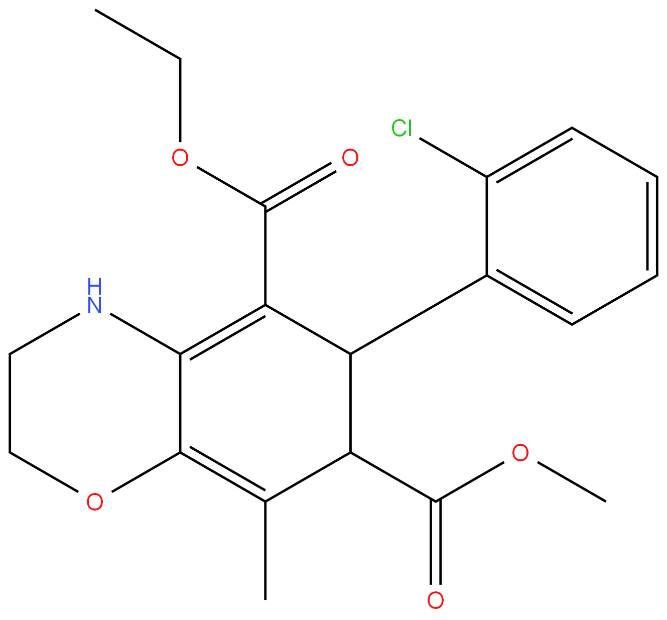 496024-43-2 5-ethyl 7-methyl 6-(2-chlorophenyl)-8-methyl-3,4,6,7-tetrahydro-2H-benzo[b][1,4]oxazine-5,7-dicarboxylate 98%
