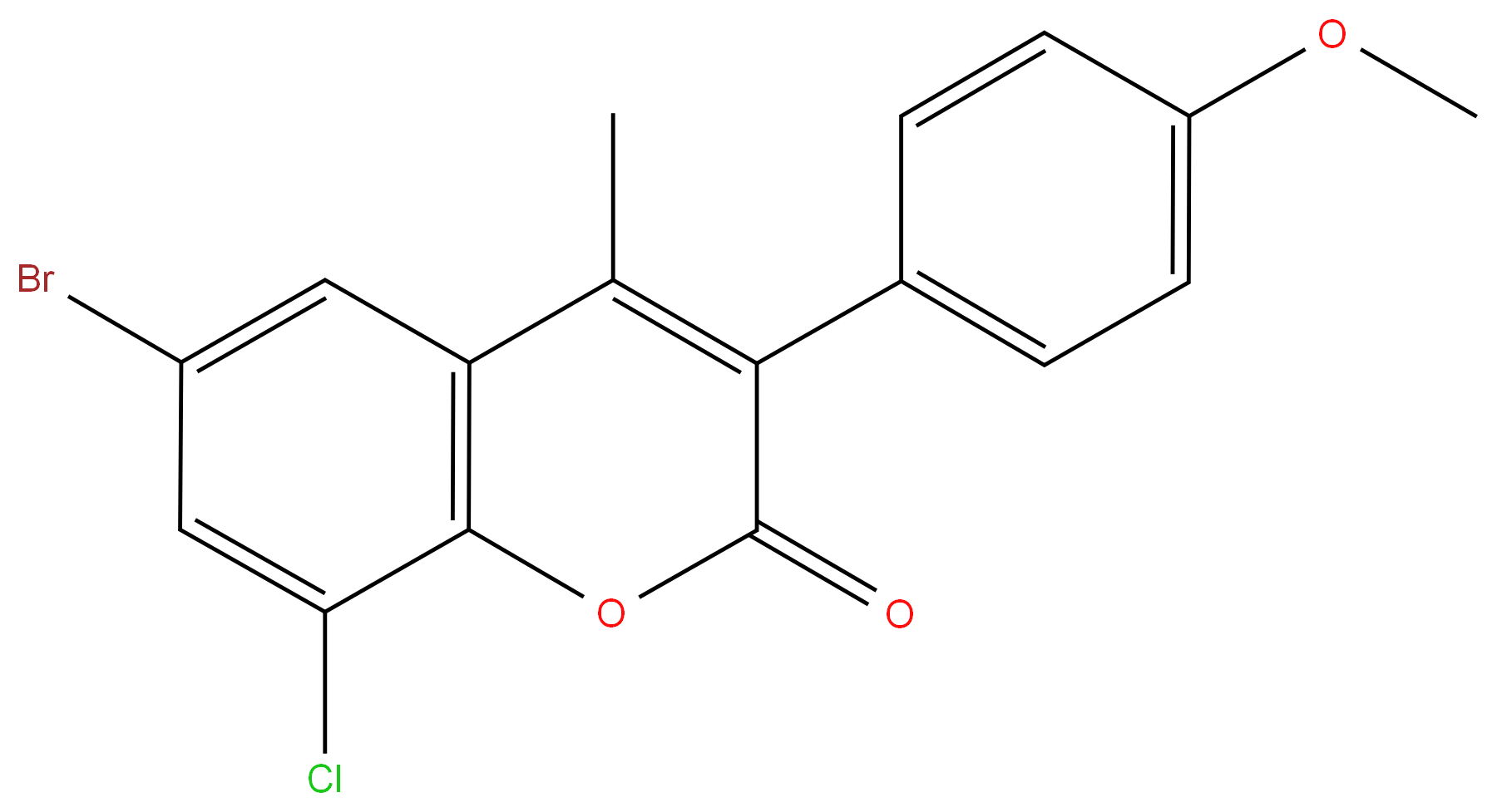 6-Bromo-8-chloro-3(4’-methoxyphenyl)-4-methylcoumarin 98%