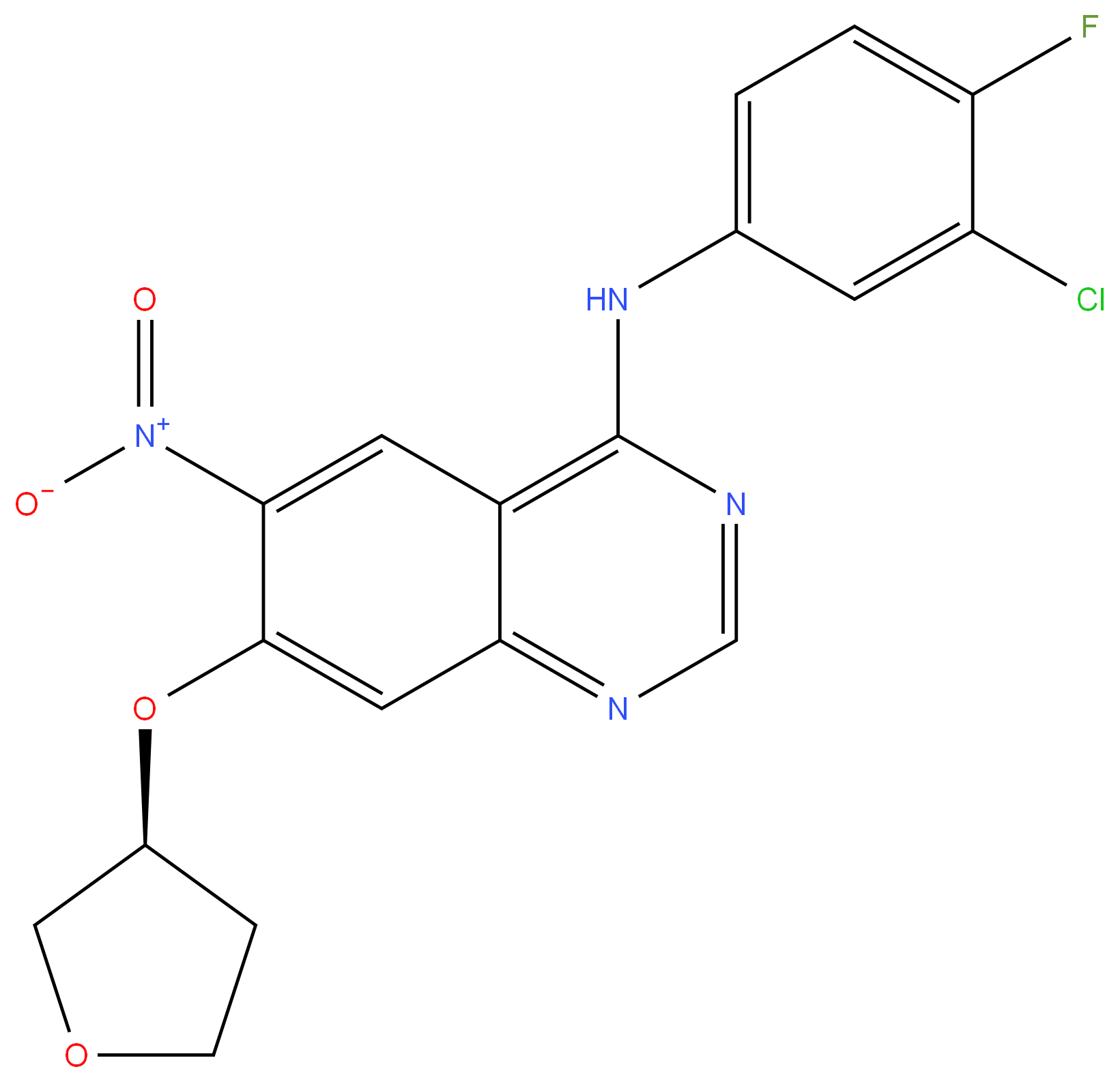 314771-88-5 (S)-N-(3-Chloro-4-fluorophenyl)-6-nitro-7-((tetrahydrofuran-3-yl)oxy)quinazolin-4-amine 98%