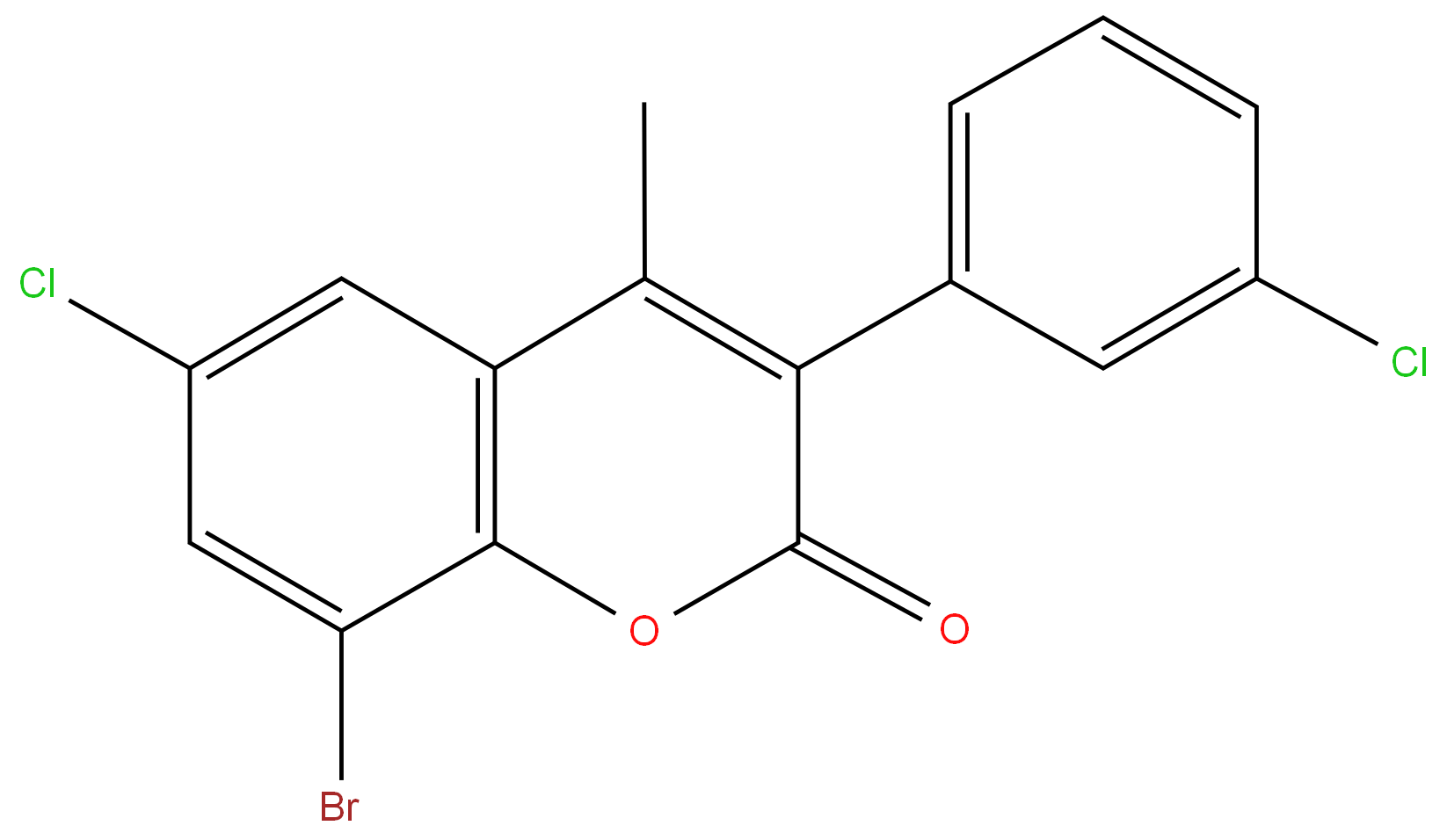 8-Bromo-6-chloro-3(3'-chlorophenyl)-4-methylcoumarin 98%