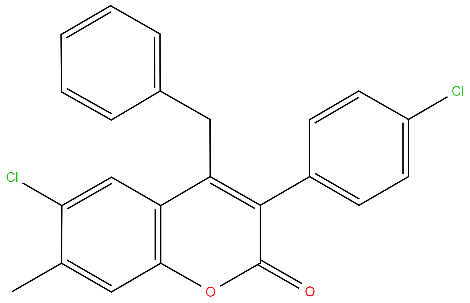 4-Benzyl-6-chloro-3(4'-chlorophenyl)-7-methylcoumarin 98%