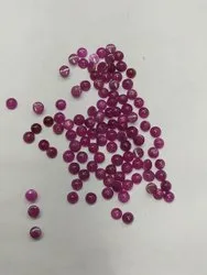 Red 3-4mm Ruby Round Cabochon Gemstone Lot, For Jewellery