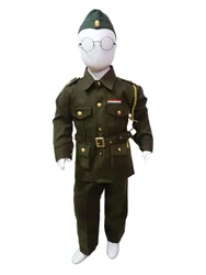 Dark Brown Polyester Subhash Chandra Bose Dress for Kids Boys 8-9 Years