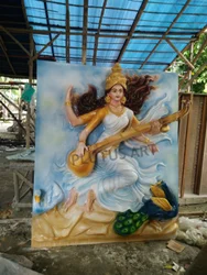 Multicolor Fiberglass Maa Saraswati Statue