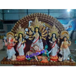 Brown Standing Fiberglass Durga Idol, For Worship