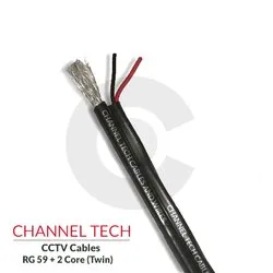 Channel Tech PVC RG 59 Plus 2 Core CCTV Cable for Networking