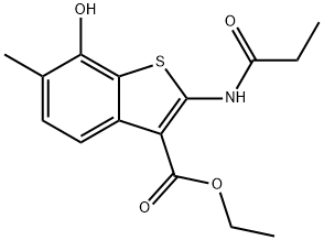 Ethyl 7-hydroxy-6-methyl-2-(propionylamino)-1-benzothiophene-3-carboxylate Structural