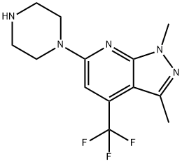 1,3-dimethyl-6-piperazino-4-(trifluoromethyl)-1H-pyrazolo[3,4-b]pyridine Structural