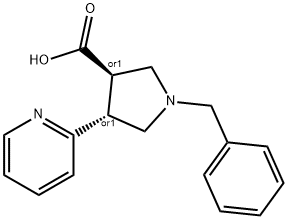 trans-1-Benzyl-4-(pyridin-2-yl)pyrrolidine-3-carboxylic acid Structural