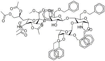 O-(5-AcetaMido-4,7,8,9-tetra-O-acetyl-3-thiophenyl-α-neuraMinosyl Methyl Ester)-2-α-3-O-(6-O-benzyl-β-D-galactopyranosyl)-1-β-4-O-[6-deoxy-2,3,4-tri-O-benzyl-α-L-galactopyranosyl-(1-α-3)]-2-(acetylaMino)-2-deoxy-1,6-di-O-benzyl-α-D-glucose Structural