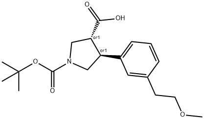 Boc-(+/-)-trans-4-[3-(2-Methoxyethyl)-phenyl]-pyrrolidine-3-carboxylic acid Structural