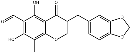 3-(1,3-Benzodioxol-5-ylmethyl)-3,4-dihydro-5,7-dihydroxy-8-methyl-4-oxo-2H-1-benzopyran-6-carboxaldehyde Structural