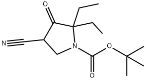 tert-butyl 4-cyano-2,2-diethyl-3-oxopyrrolidine-1-carboxylate Structural