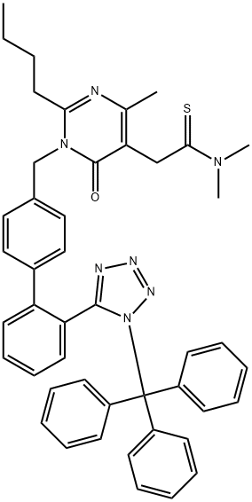 2-(2-butyl-4-Methyl-6-oxo-1-((2'-(1-trityl-1H-tetrazol-5-yl)-[1,1'-biphenyl]-4-yl)Methyl)-1,6-dihydropyriMidin-5-yl)-N,N-diMethylethanethioaMide Structural