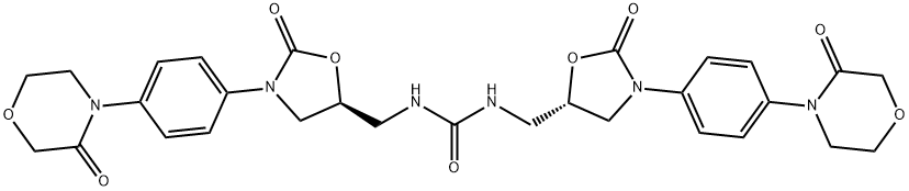 Urea, N,N'-bis[[(5S)-2-oxo-3-[4-(3-oxo-4-Morpholinyl)phenyl]-5-oxazolidinyl]Methyl]- Structural Picture