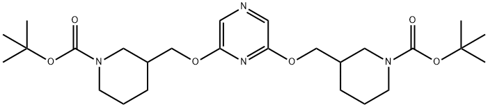 di-tert-butyl 3,3'-((pyrazine-2,6-diylbis(oxy))bis(Methylene))bis(piperidine-1-carboxylate) Structural