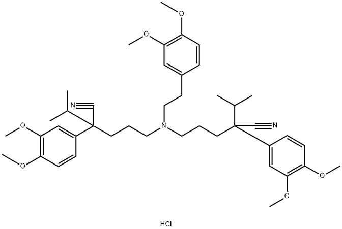 VERAPAMIL RELATED COMPOUND D (50 MG) (5,5'-[[2-(3,4)DIMETHOXYPHENYL)ETHYL]IMINO]BIS[2-(3,4-DIMETHOXYPHENYL)-2-(1-METHYLETHYL)PENTANENI-TRILE] HYDROCHLORIDE) Structural