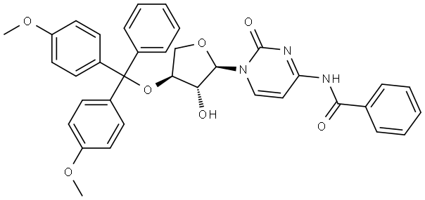 N-[1-[(2R,3R,4S)-4-[Bis(4-methoxyphenyl)phenylmethoxy]tetrahydro-3-hydroxy-2-furanyl]-1,2-dihydro-2-oxo-4-pyrimidinyl]-benzamide Structural