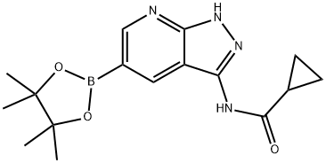 Cyclopropanecarboxamide, N-[5-(4,4,5,5-tetramethyl-1,3,2-dioxaborolan-2-yl)-1H-pyrazolo[3,4-b]pyridin-3-yl]- Structural
