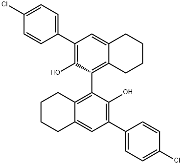R-3,3'-bis(4-chlorophenyl)-5,5',6,6',7,7',8,8'-octahydro-[1,1'-Binaphthalene]-2,2'-diol Structural