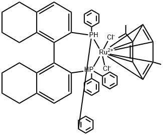 Chloro[(S)-(-)-2,2'-bis(diphenylphosphino)-5,5',6,6',7,7',8,8'-octahydro-1,1'-binaphthyl](p-cymene)ruthenium(II) chloride [RuCl(p-cymene)((S)-H8-binap)]Cl Structural