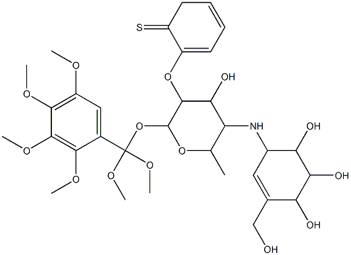 Tetrahydro-6-Methyl-5-[[4,5,6-trihydroxy-3-(hydroxyMethyl)-2-cyclohexen-1-yl]aMino]-2H-Pyran-2,3,4-triol Thiophenyl HexaMethoxybenzyl Ether Structural