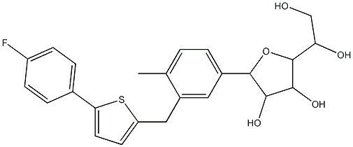 2-(1,2-dihydroxyethyl)-5-(3-((5-(4-fluorophenyl)thiophen-2-yl)Methyl)-4-Methylphenyl)tetrahydrofuran-3,4-diol Structural