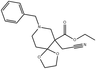 ethyl 8-benzyl-6-(cyanoMethyl)-1,4-dioxa-8-azaspiro[4,5]decane-6-carboxylate Structural