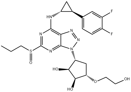 (1S,2S,3R,5S)-3-(7-(((1R,2S)-2-(3,4-difluorophenyl)cyclopropyl)aMino)-5-(propylsulfinyl)-3H-[1,2,3]triazolo[4,5-d]pyriMidin-3-yl)-5-(2-hydroxyethoxy)cyclopentane-1,2-diol Structural