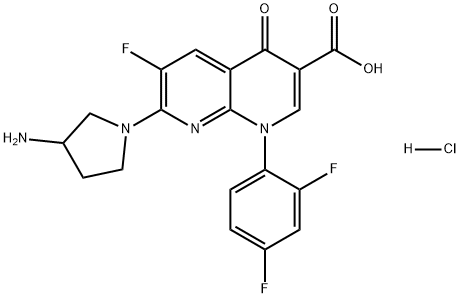 1,8-Naphthyridine-3-carboxylic acid, 7-(3-amino-1-pyrrolidinyl)-1-(2,4-difluorophenyl)-6-fluoro-1,4-dihydro-4-oxo-, hydrochloride (1:1) Structural