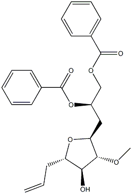 (S)-3-((2R,3R,4S,5S)-5-allyl-4-hydroxy-3-methoxytetrahydrofuran-2-yl)propane-1,2-diyl dibenzoate Structural