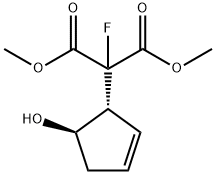 dimethyl 2-fluoro-2-(5-hydroxycyclopent-2-en-1-yl)malonate Structural