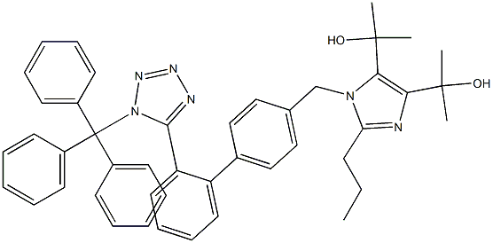 2,2'-(2-propyl-1-((2'-(1-trityl-1H-tetrazol-5-yl)-[1,1'-biphenyl]-4-yl)methyl)-1H-imidazole-4,5-diyl)bis(propan-2-ol) Structural