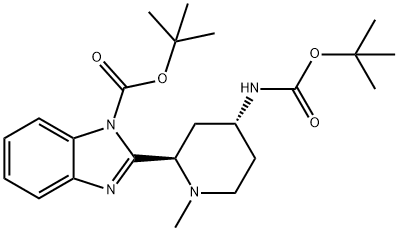 tert-butyl 2-((2R,4R)-4-((tert-butoxycarbonyl)amino)-1-methylpiperidin-2-yl)-1H-benzo[d]imidazole-1-carboxylate Structural