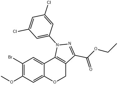 ethyl 8-bromo-1-(3,5-dichlorophenyl)-7-methoxy-1,4-dihydrochromeno[4,3-c]pyrazole-3-carboxylate Structural