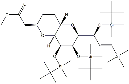 methyl 2-((2R,4aS,6S,7R,8S,8aS)-7,8- bis((tert-butyldimethylsilyl)oxy)-6-((S,E)-1- ((tert-butyldimethylsilyl)oxy)-3- (trimethylsilyl)allyl)octahydropyrano [3,2- b]pyran-2-yl)acetate Structural