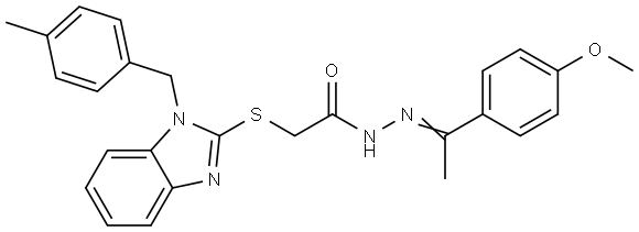 N'-[(1E)-1-(4-methoxyphenyl)ethylidene]-2-{[1-(4-methylbenzyl)-1H-benzimidazol-2-yl]sulfanyl}acetohydrazide Structural