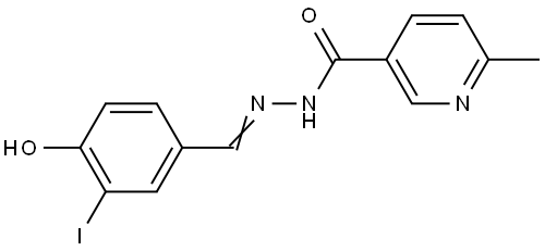 N'-[(Z)-(4-hydroxy-3-iodophenyl)methylidene]-6-methylpyridine-3-carbohydrazide Structural