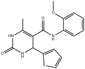 N-(2-methoxyphenyl)-6-methyl-2-oxo-4-(thiophen-2-yl)-1,2,3,4-tetrahydropyrimidine-5-carboxamide Structural