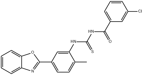 N-{[5-(1,3-benzoxazol-2-yl)-2-methylphenyl]carbamothioyl}-3-chlorobenzamide Structural
